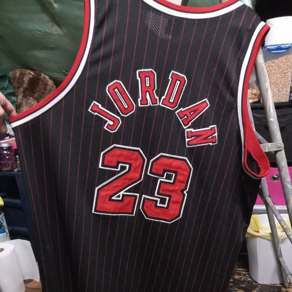 Nike Michael Jordan #23 Chicago Bulls1984 flight 8403 Blk-pinstripe4XL-60